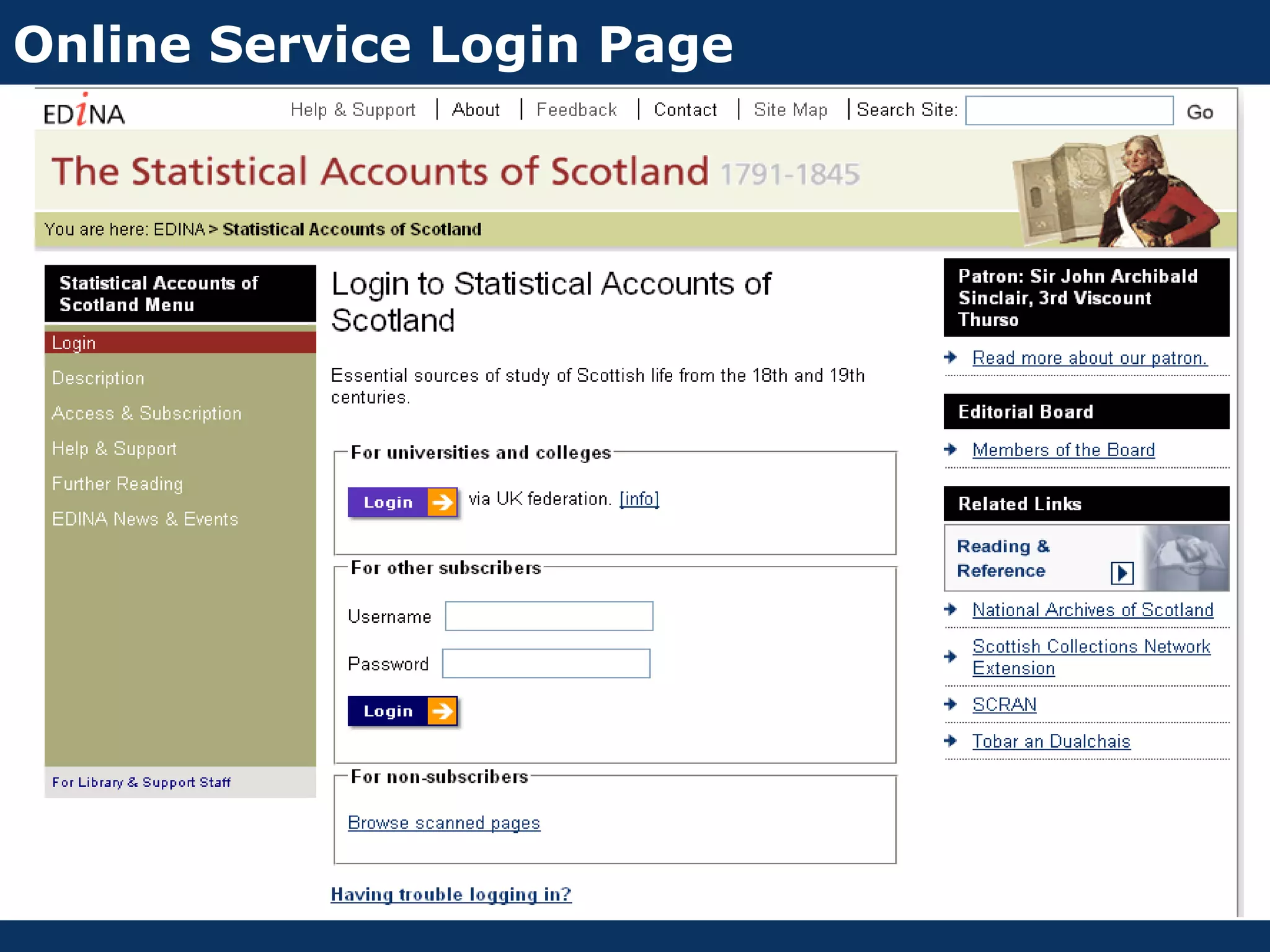 Online Service Login Page
 