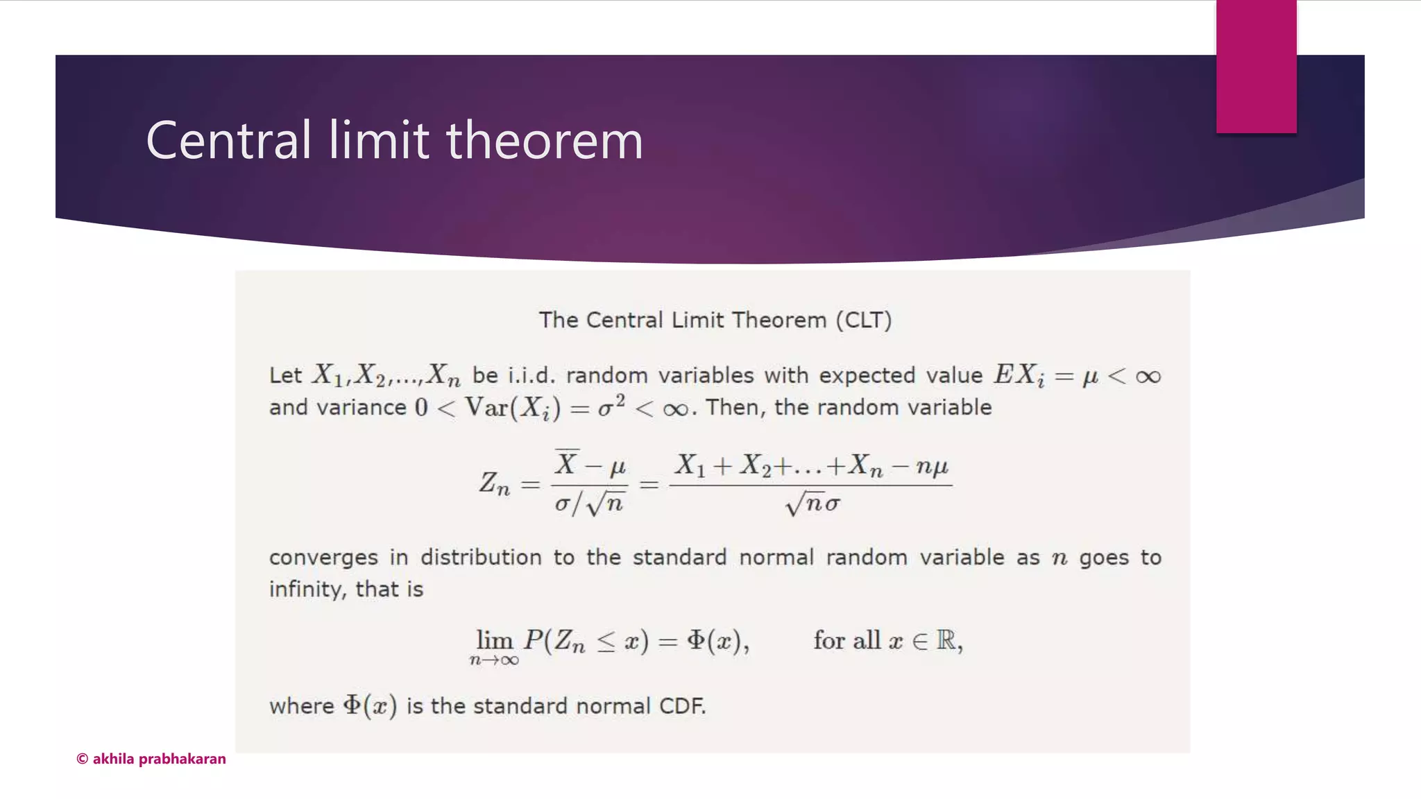 Central limit theorem
© akhila prabhakaran
 