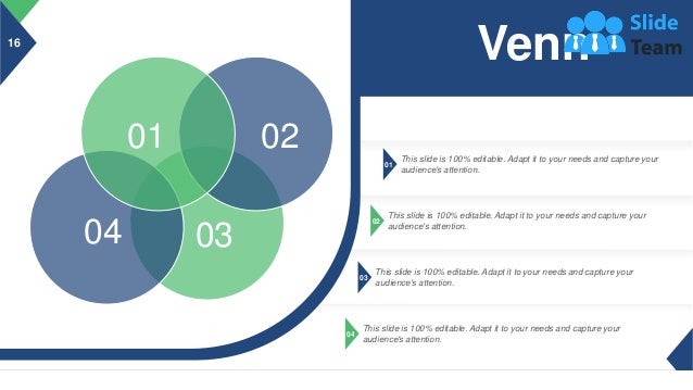 16
01
This slide is 100% editable. Adapt it to your needs and capture your
audience's attention.
02
This slide is 100% editable. Adapt it to your needs and capture your
audience's attention.
03
This slide is 100% editable. Adapt it to your needs and capture your
audience's attention.
04
This slide is 100% editable. Adapt it to your needs and capture your
audience's attention.
03
04
02
01
Venn
 