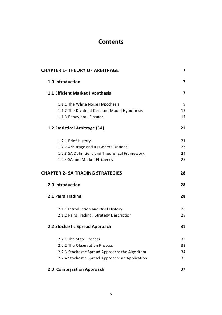 Statistical arbitrage trading strategies
