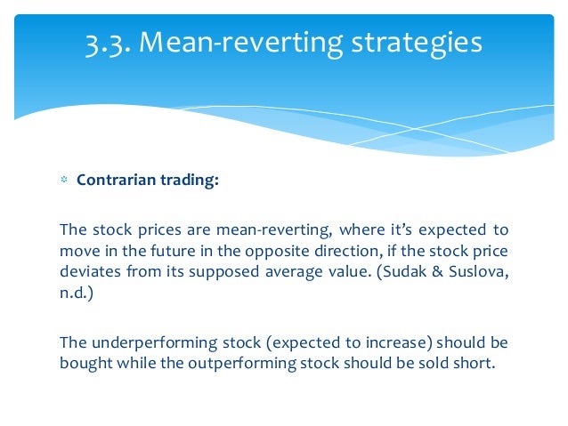 Statistical arbitrage trading strategies