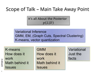 Statistical Clustering Redux - kmeans, GMM and Variational Inference | PPTX
