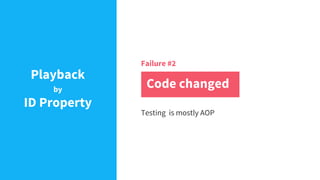 Failure #2
Code changed
Testing is mostly AOP
Playback
by
ID Property
 