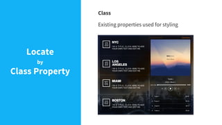 Class
Existing properties used for styling
Locate
by
Class Property
 