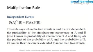 Proprietary content. ©Great Learning. All Rights Reserved. Unauthorized use or distribution prohibited
Multiplication Rule
 