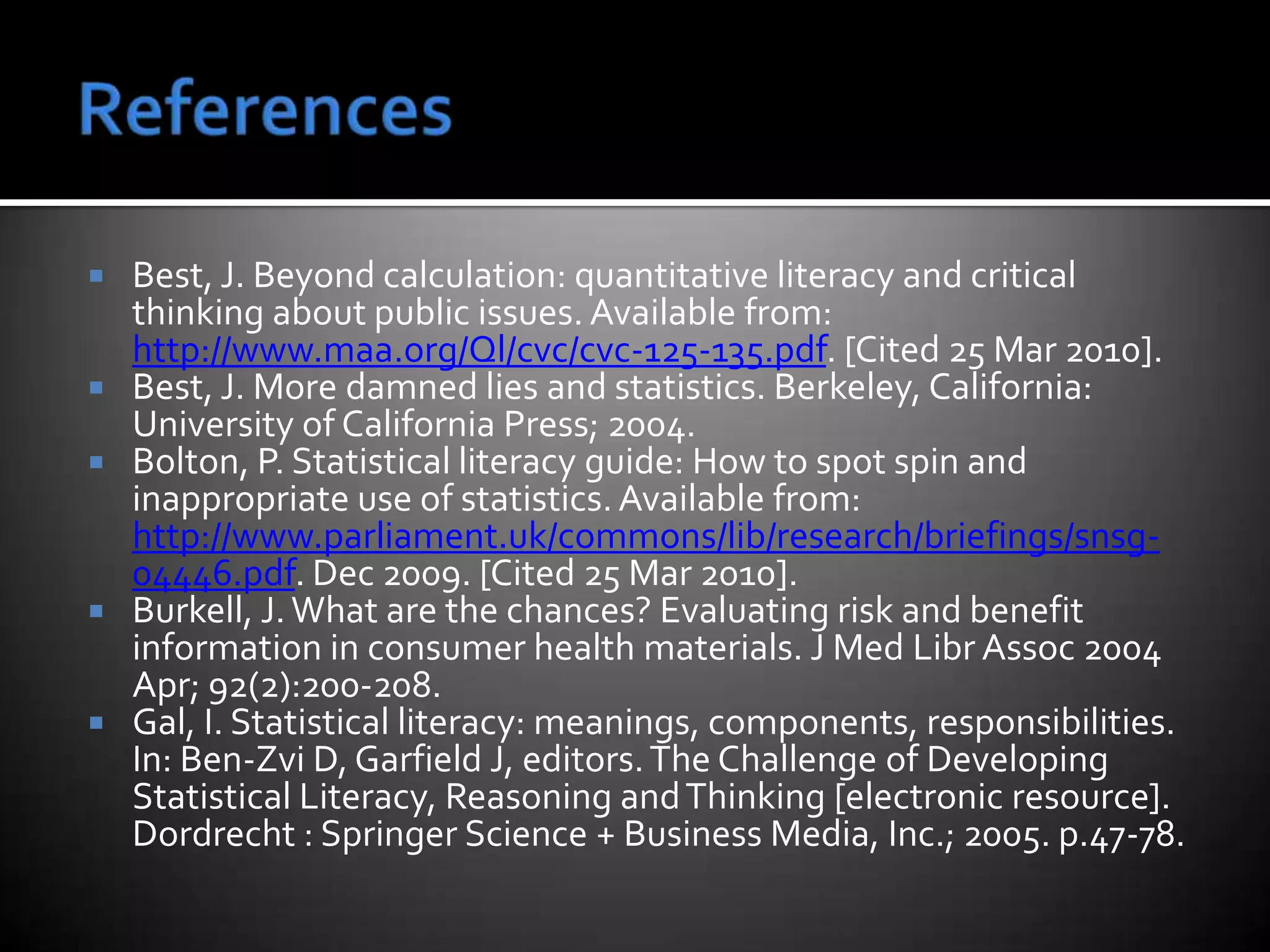 Statistical literacy | PPTX