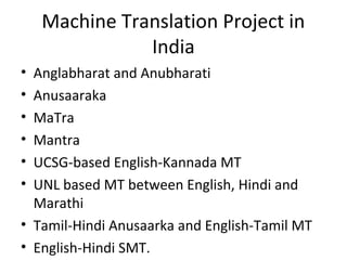 Statistical machine translation for indian language copy | PPT