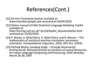 Statistical machine translation for indian language copy | PPT
