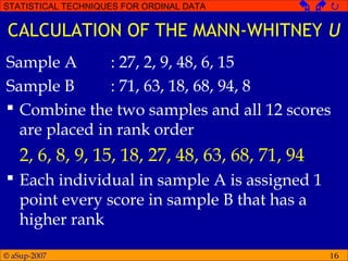 Statistical techniques for ordinal data | PPT