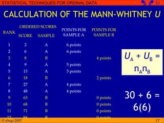Statistical techniques for ordinal data | PPT