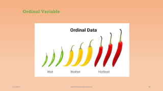 Ordinal Variable
6/2/2021 92
ashish7sattee@gmail.com
 