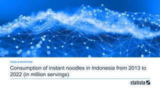 Consumption of instant noodles in Indonesia from 2013 to
2022 (in million servings)
FOOD & NUTRITION
 