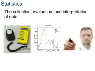 Statistics The collection, evaluation, and interpretation of data 