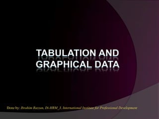 TABULATION AND
                   GRAPHICAL DATA



Done by: Ibrahim Razzan, Di-HRM_3, International Institute for Professional Development
 