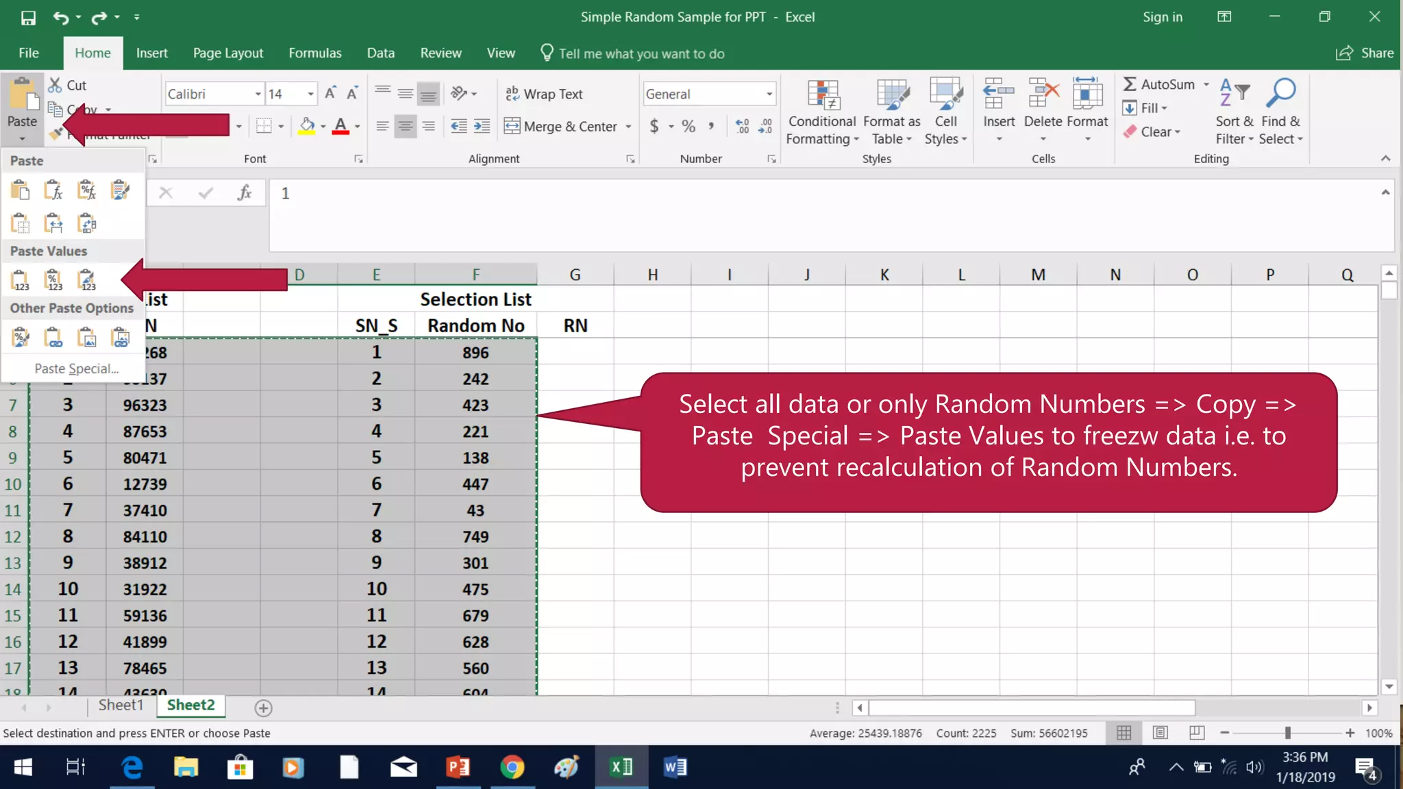 Statistics how to draw a simple random sample using excel sk1 | PPTX