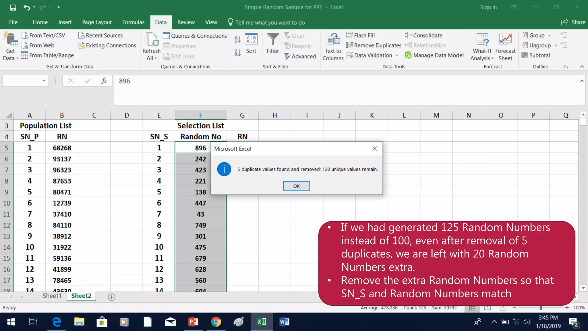 Statistics how to draw a simple random sample using excel sk1 | PPTX