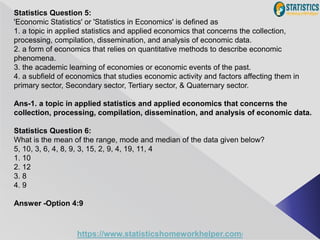 Statistics Multiple Choice Questions and Answers | PPT