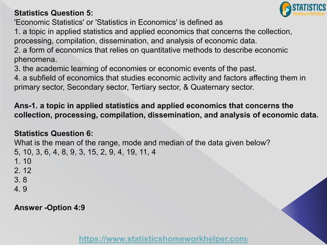 Statistics Multiple Choice Questions and Answers | PPT