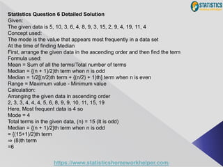 Statistics Multiple Choice Questions and Answers | PPT