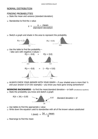 Statistics 1 revision notes | PDF