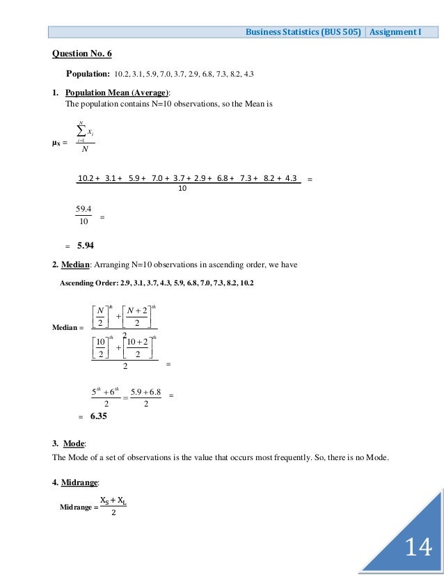 Statistics assignment