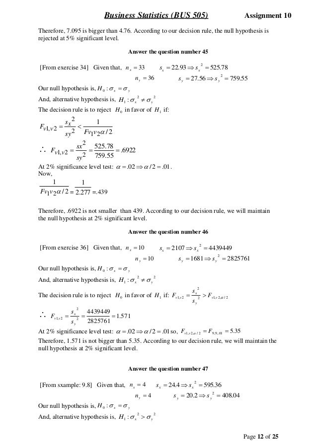 Statistics assignment