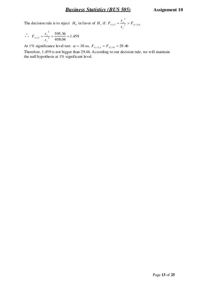 Statistics assignment