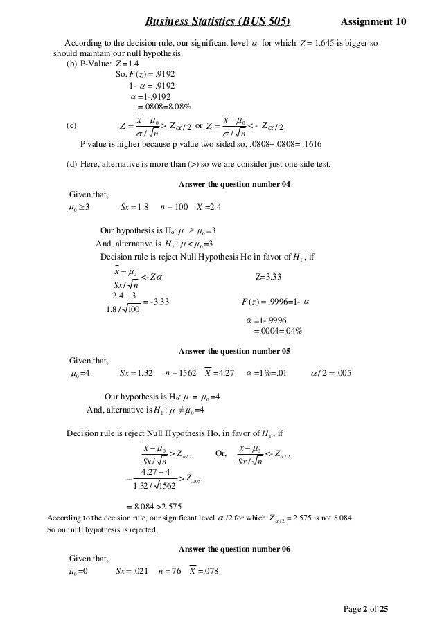 Statistics assignment