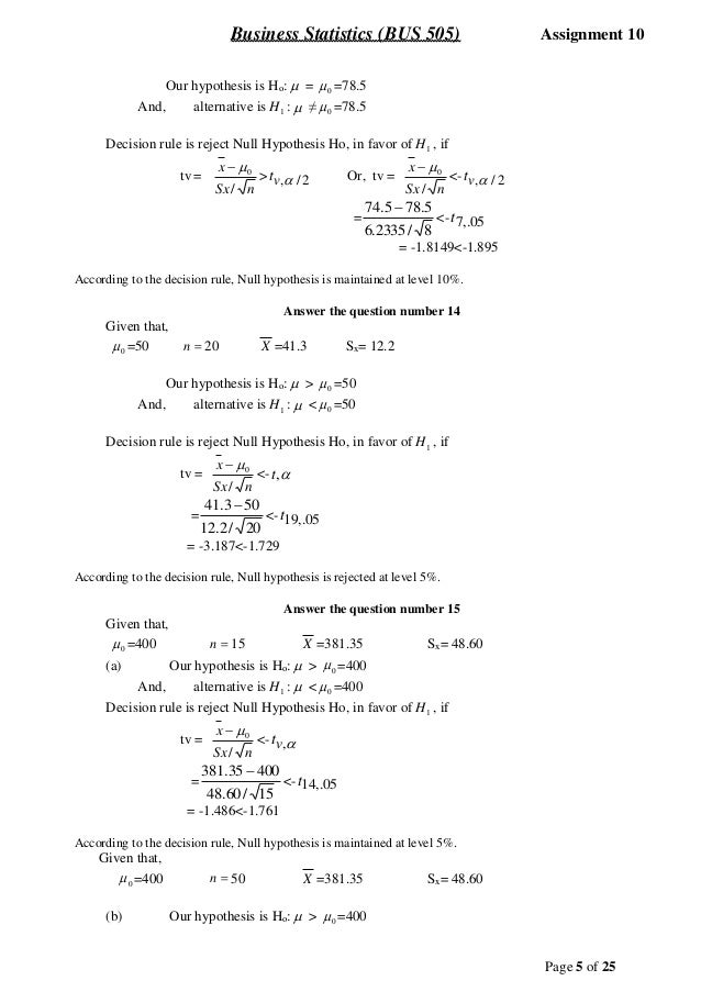 Statistics assignment