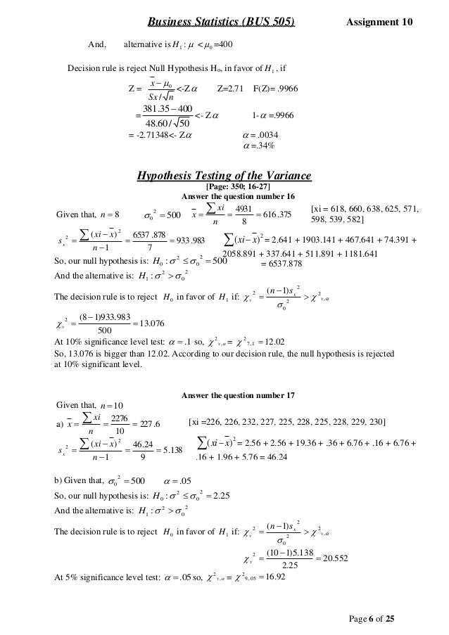 Statistics assignment