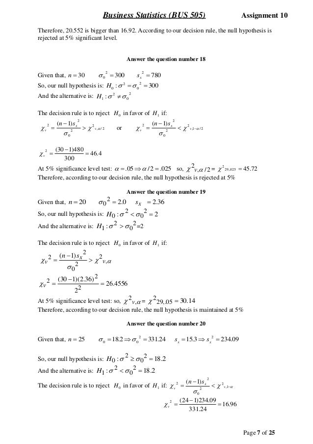 Statistics assignment