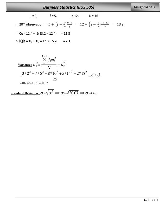 Statistics assignment