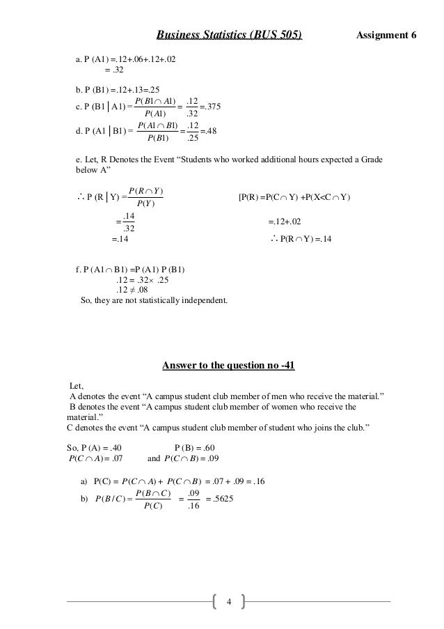 Statistics assignment