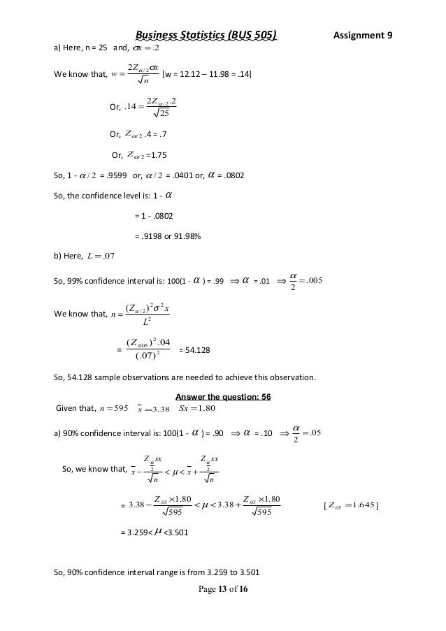 Statistics assignment