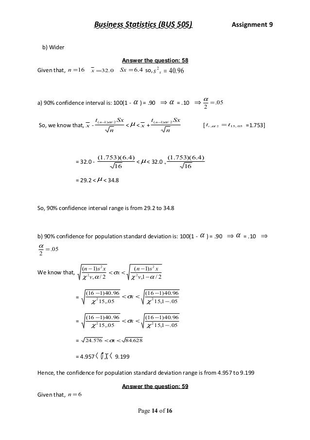 Statistics assignment