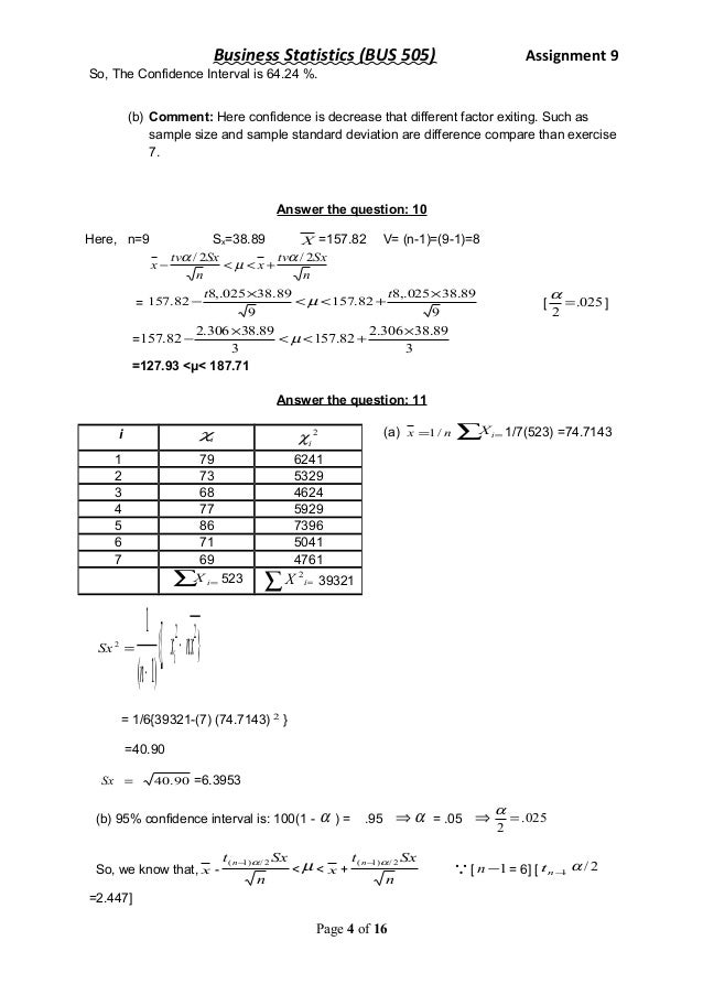 Help with business statistics homework