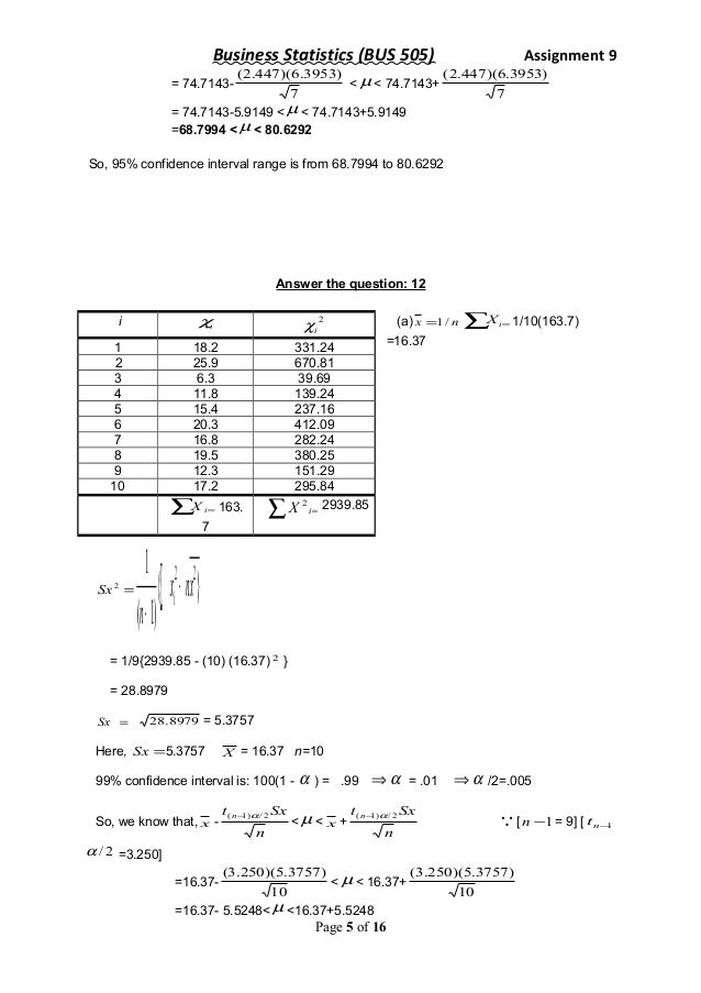 Statistics assignment