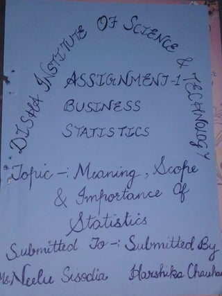 Statistics assignment no. 1 | PPTX