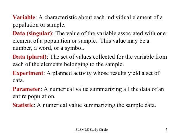 Statistics basics by slsmls