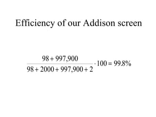 Efficiency of our Addison screen 