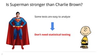 Is Superman stronger than Charlie Brown?
2
Some tests are easy to analyze
Don’t need statistical testing
 