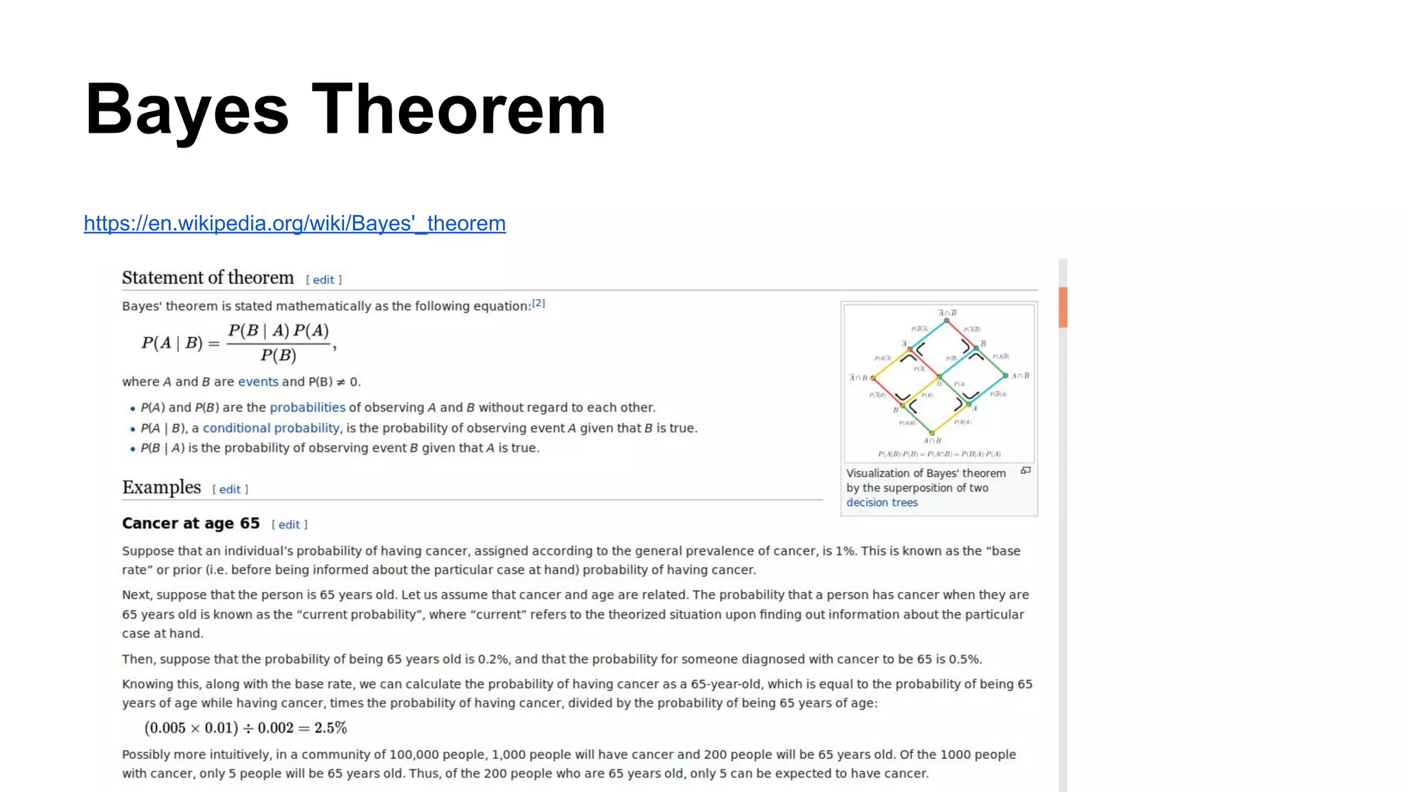 Bayes Theorem
https://en.wikipedia.org/wiki/Bayes'_theorem
 
