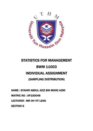 Management Statistics.pdf Statistics for management | DOCX