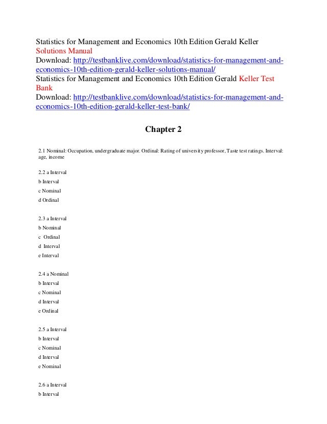 Statistics For Management And Economics 10th Edition Gerald