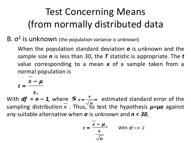 hypothesis testing for mean standard deviation unknown