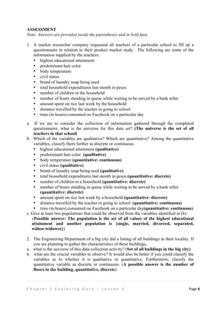 Lesson Comment Statistics STATISTICS AND PROBABILITY (TEACHING GUIDE) | PDF