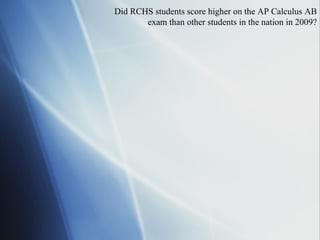 Did  RCHS students score higher on the AP Calculus AB exam than other students in the nation in 2009? 