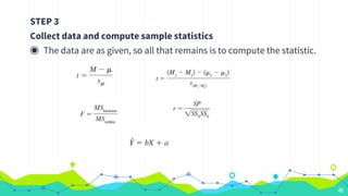 STEP 3
Collect data and compute sample statistics
◉ The data are as given, so all that remains is to compute the statistic.
42
 