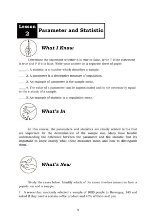 Statistics _ Probability_Q3_Mod4_Random Sampling, Parameter and ...