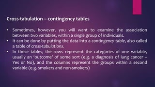 Cross Table Statistics Statistics two | PPTX